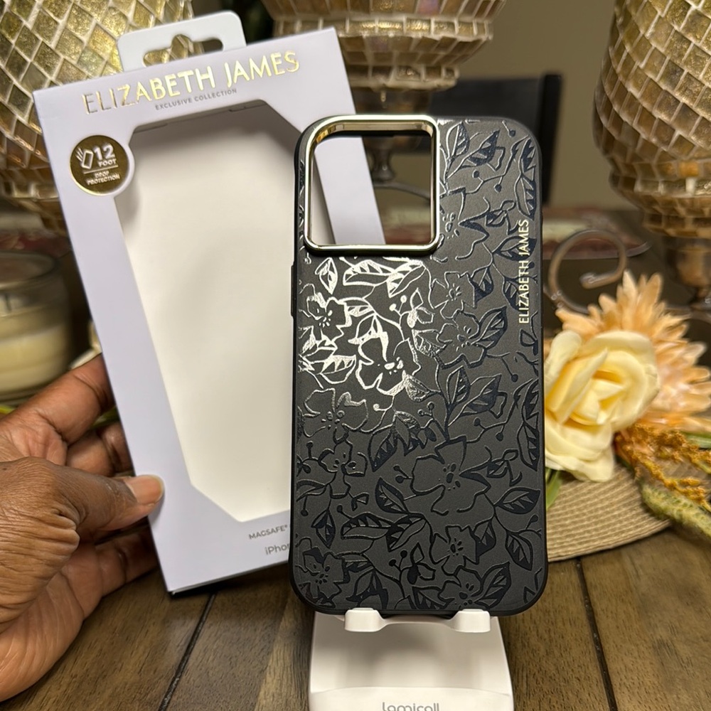 Elizabeth and James Black Floral iPhone 15 Pro Max Case